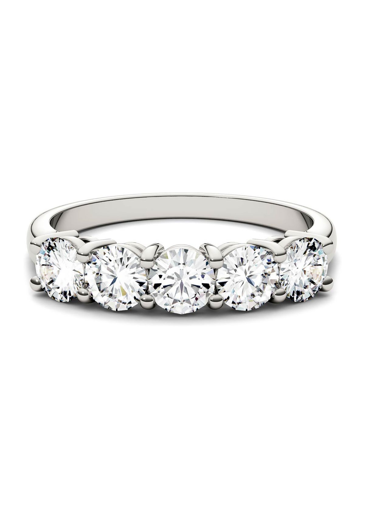 1.15 ct. t.w. Moissanite Five Stone Band in 14K White Gold