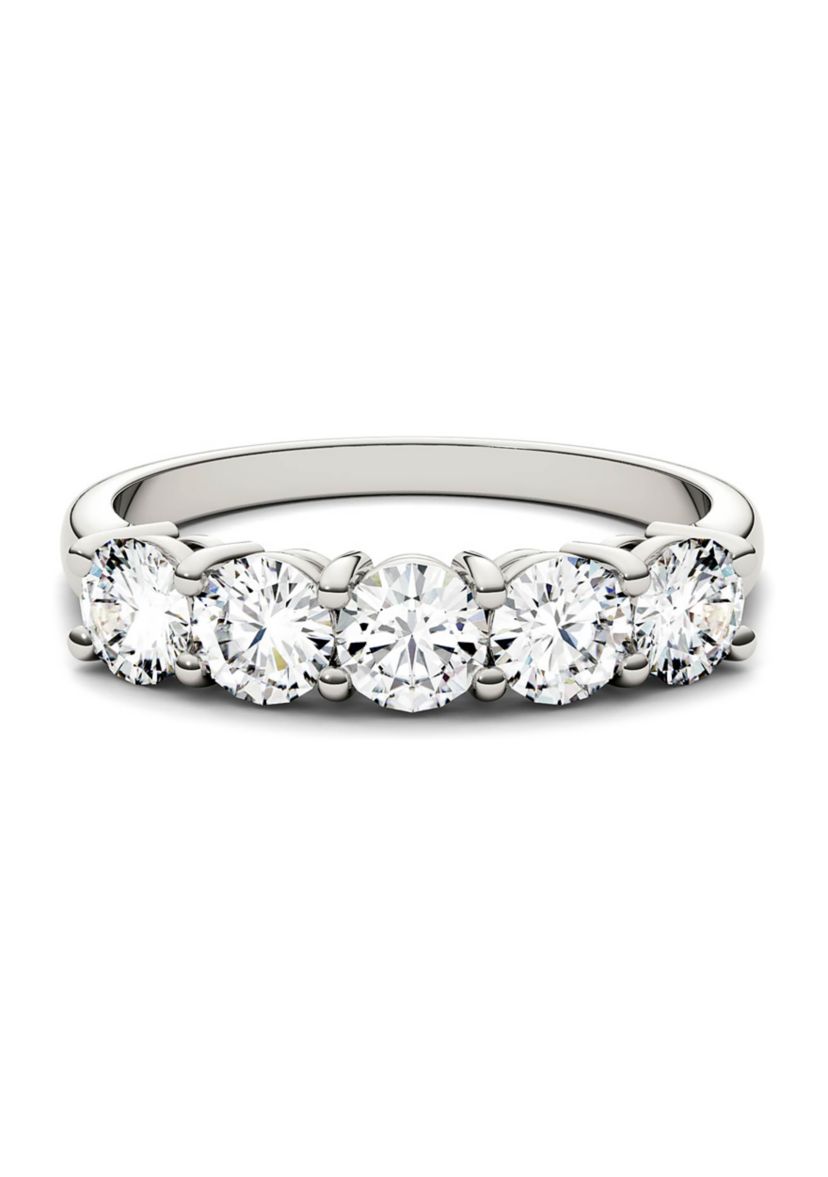 1.15 ct. t.w. Moissanite Five Stone Band in 14K White Gold