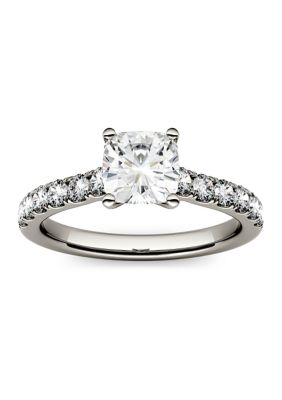 Charles & Colvard 1.46 Ct. T.w. Lab Created Moissanite Cushion Engagement Ring In 14K White Gold