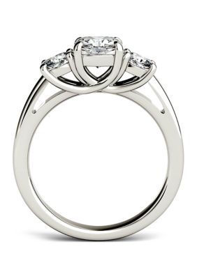 1.76 ct. t.w. Lab Created Moissanite Cushion Three Stone Ring 14K White Gold