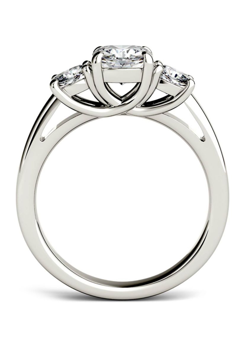 1.76 ct. t.w. Lab Created Moissanite Cushion Three Stone Ring in 14K White Gold