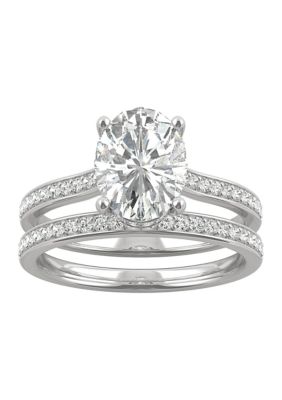 Charles & Colvard 2.55 Ct. T.w. Lab Created Moissanite Oval Bridal Set In 14K White Gold