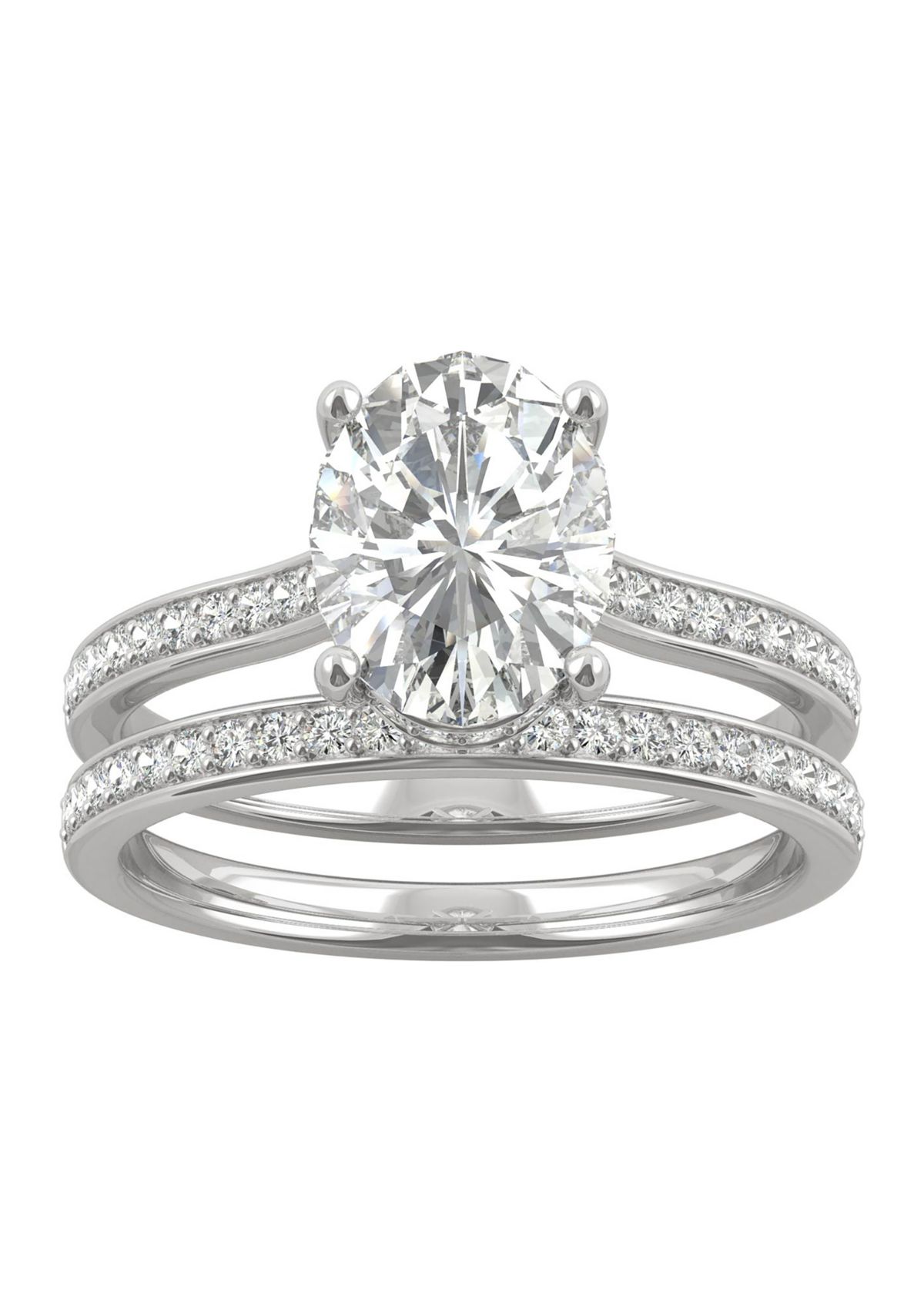 2.55 ct. t.w. Lab Created Moissanite Oval Bridal Set in 14K White Gold