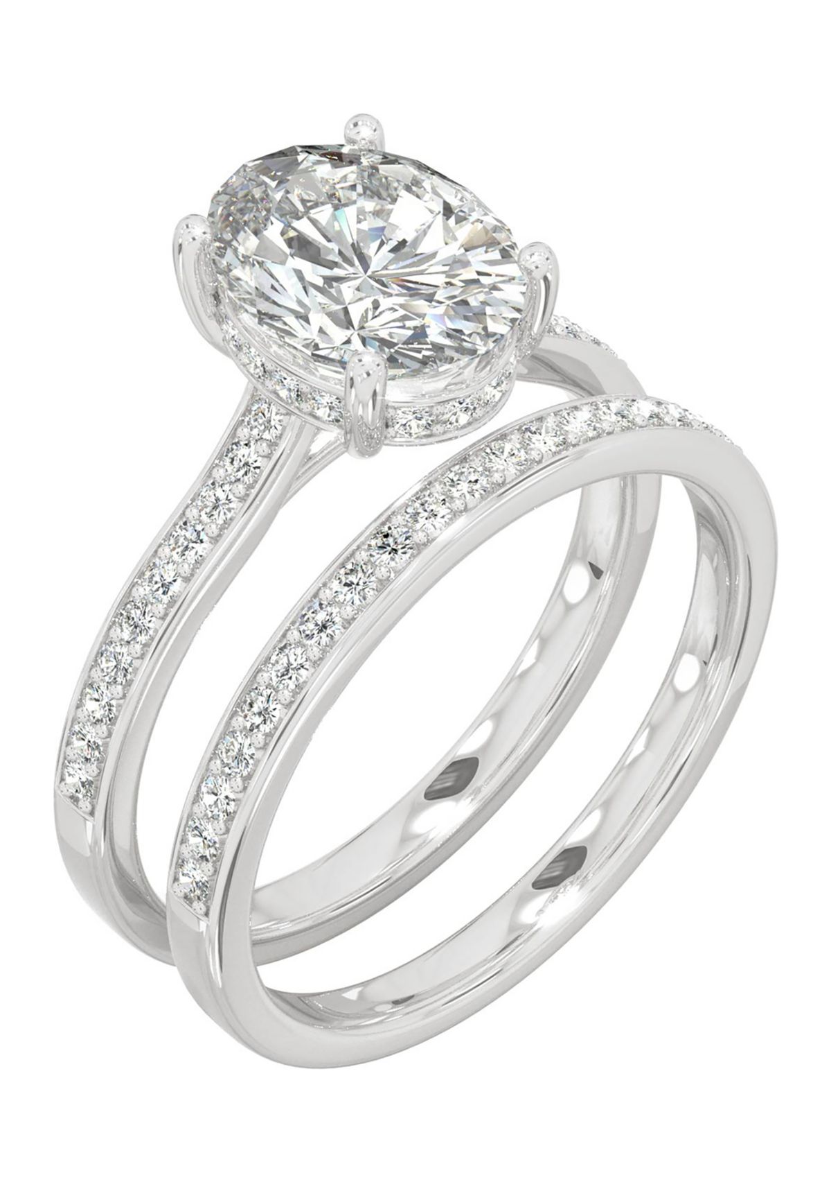 2.55 ct. t.w. Lab Created Moissanite Oval Bridal Set in 14K White Gold