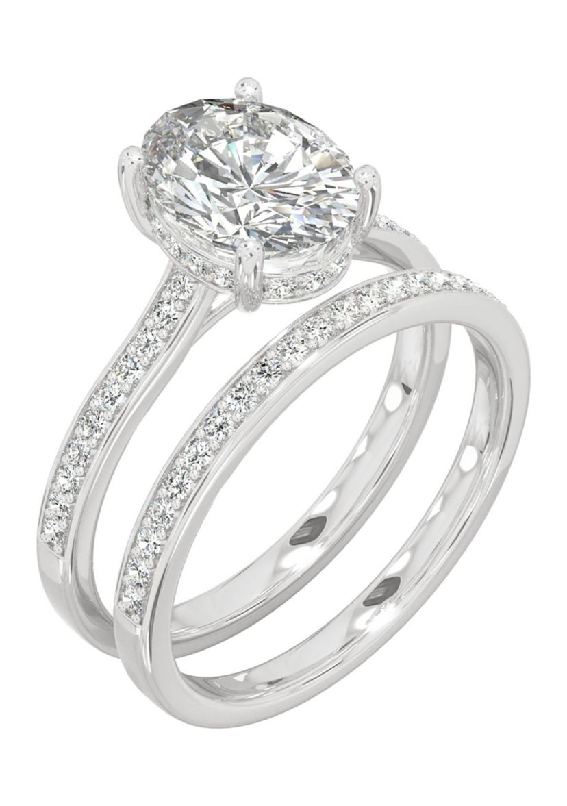 2.55 ct. t.w. Lab Created Moissanite Oval Bridal Set in 14K White Gold