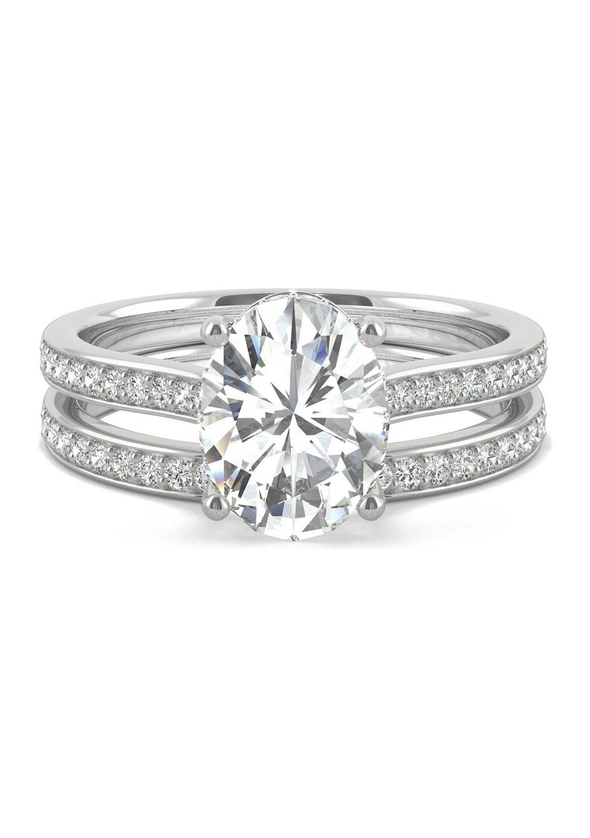 2.55 ct. t.w. Lab Created Moissanite Oval Bridal Set in 14K White Gold