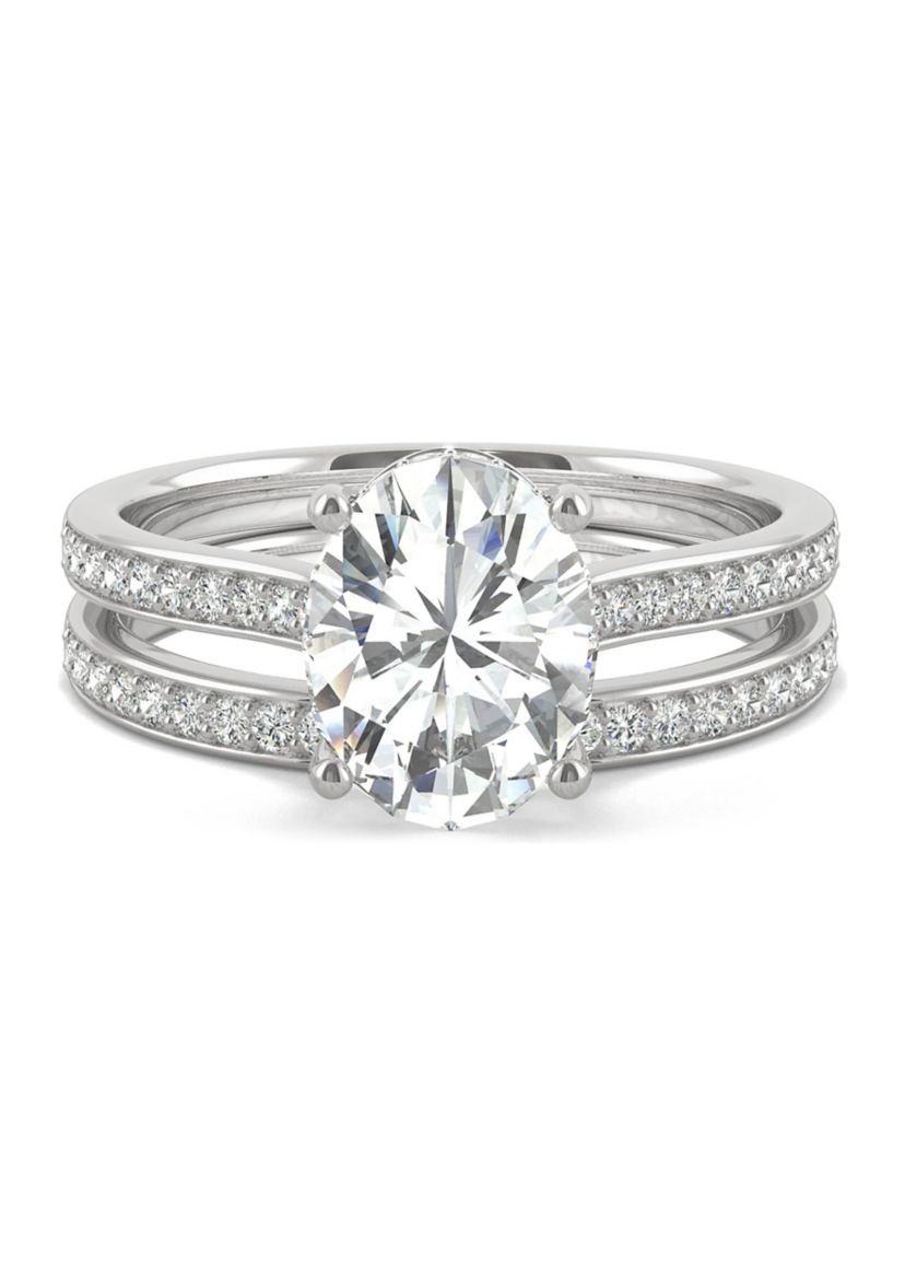 2.55 ct. t.w. Lab Created Moissanite Oval Bridal Set in 14K White Gold
