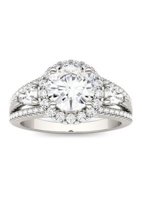 Charles & Colvard 2.5 Ct. T.w. Lab Created Moissanite Halo Engagement Ring In 14K White Gold
