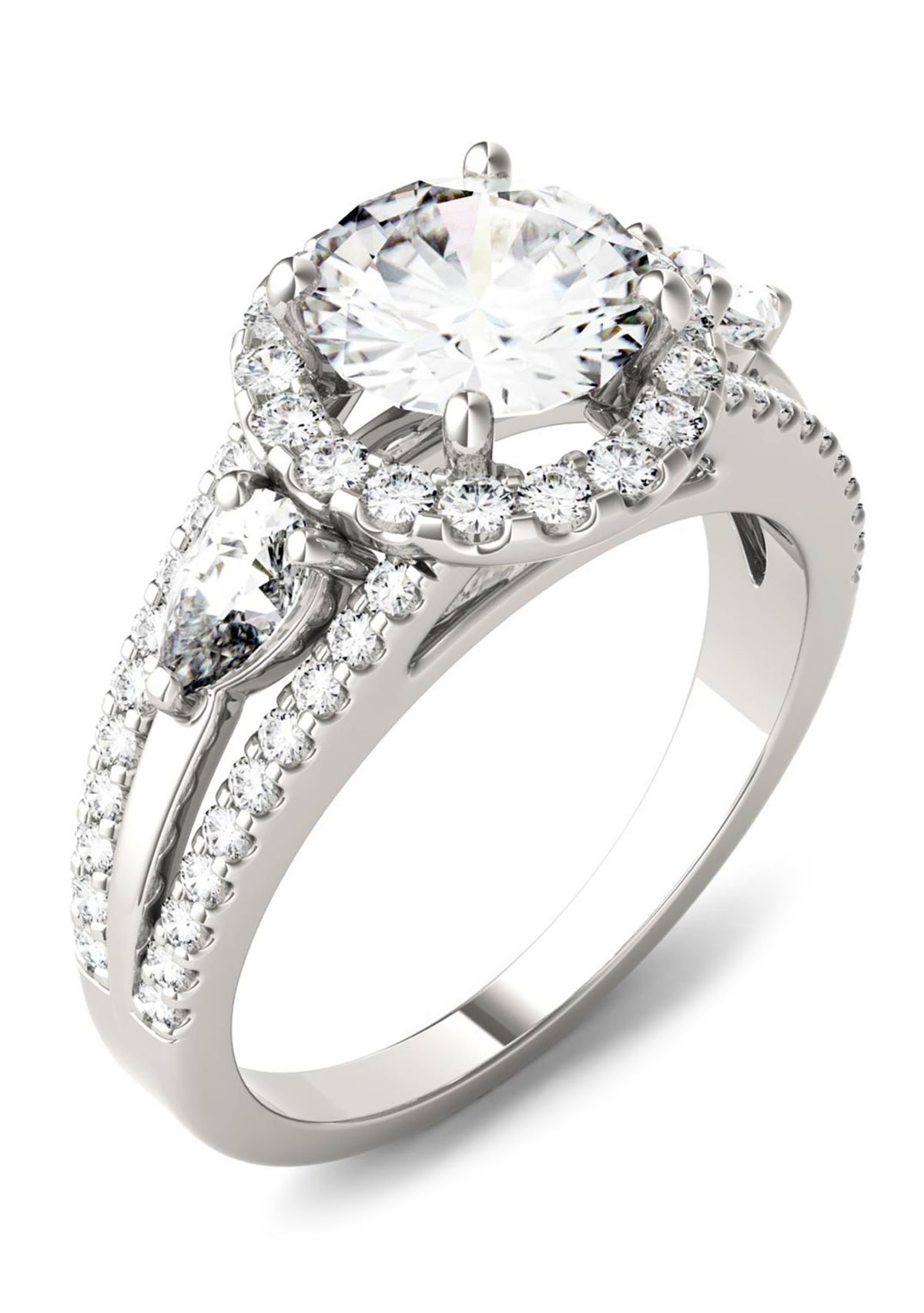 2.5 ct. t.w. Lab Created Moissanite Halo Engagement Ring in 14K White Gold