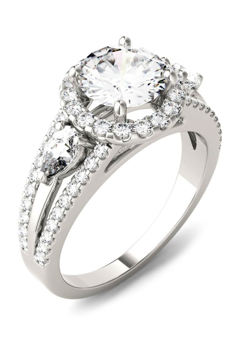 2.5 ct. t.w. Lab Created Moissanite Halo Engagement Ring in 14K White Gold
