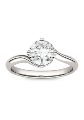 Charles & Colvard 1 Ct. T.w. Lab Created Moissanite Bypass Solitaire Ring In 14K White Gold