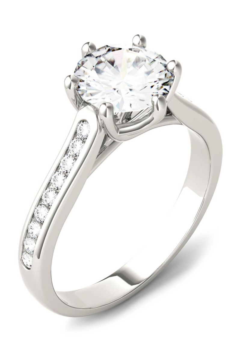 1.68 ct. t.w. Lab Created Moissanite Engagement Ring in 14K White Gold