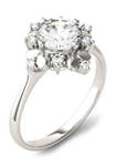 1.11 ct. t.w. Lab Created Moissanite Floral Halo Ring in 14K White Gold