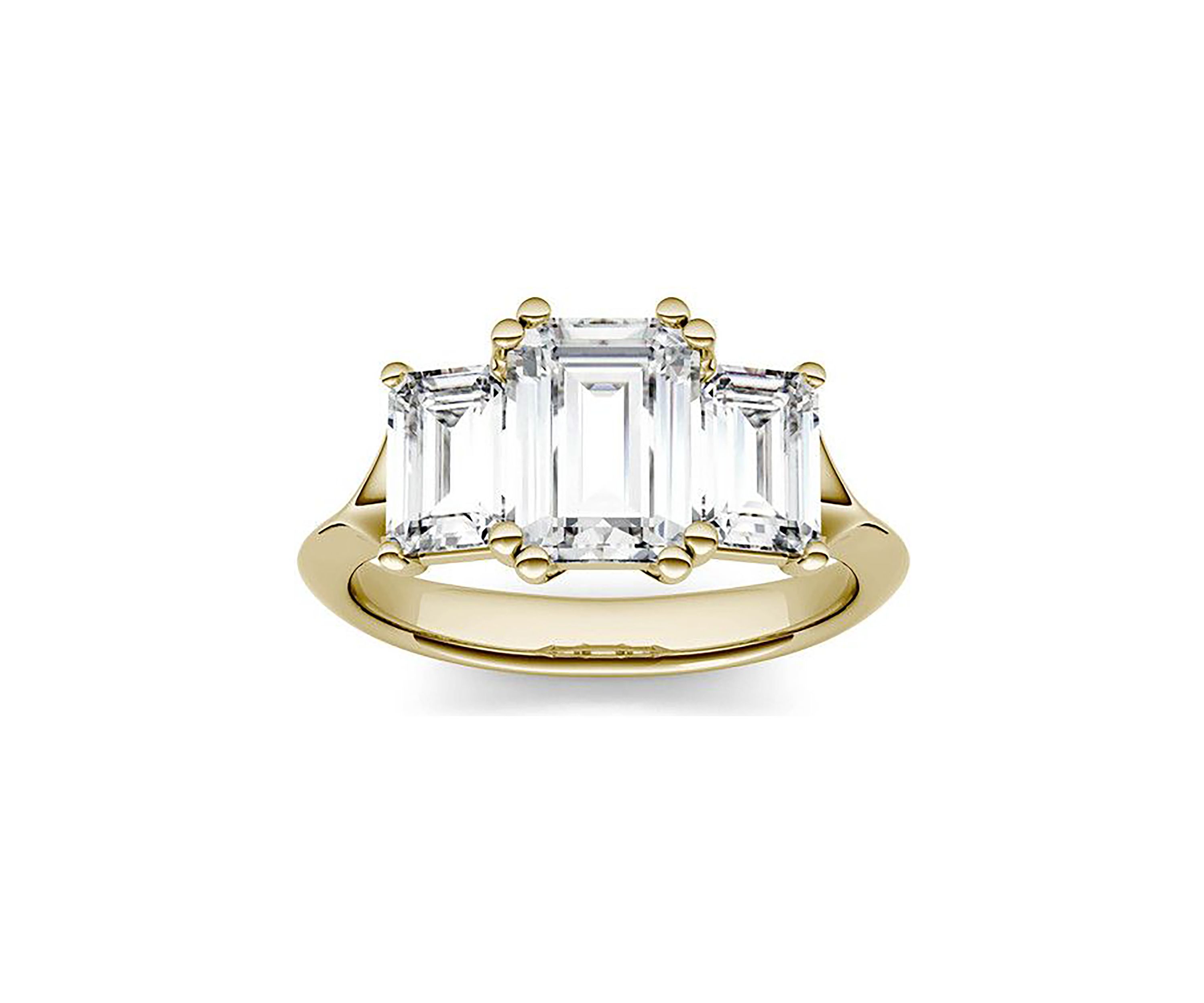 Charles & Colvard 2.91 ct. t.w. Lab Created Moissanite Emerald Three Stone Ring