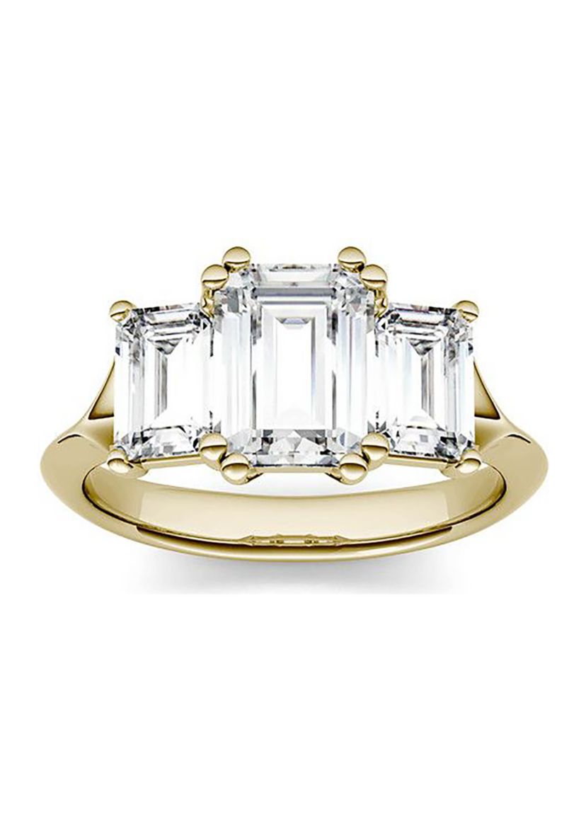 Charles & Colvard 2.91 ct. t.w. Lab Created Moissanite Emerald Three Stone Ring