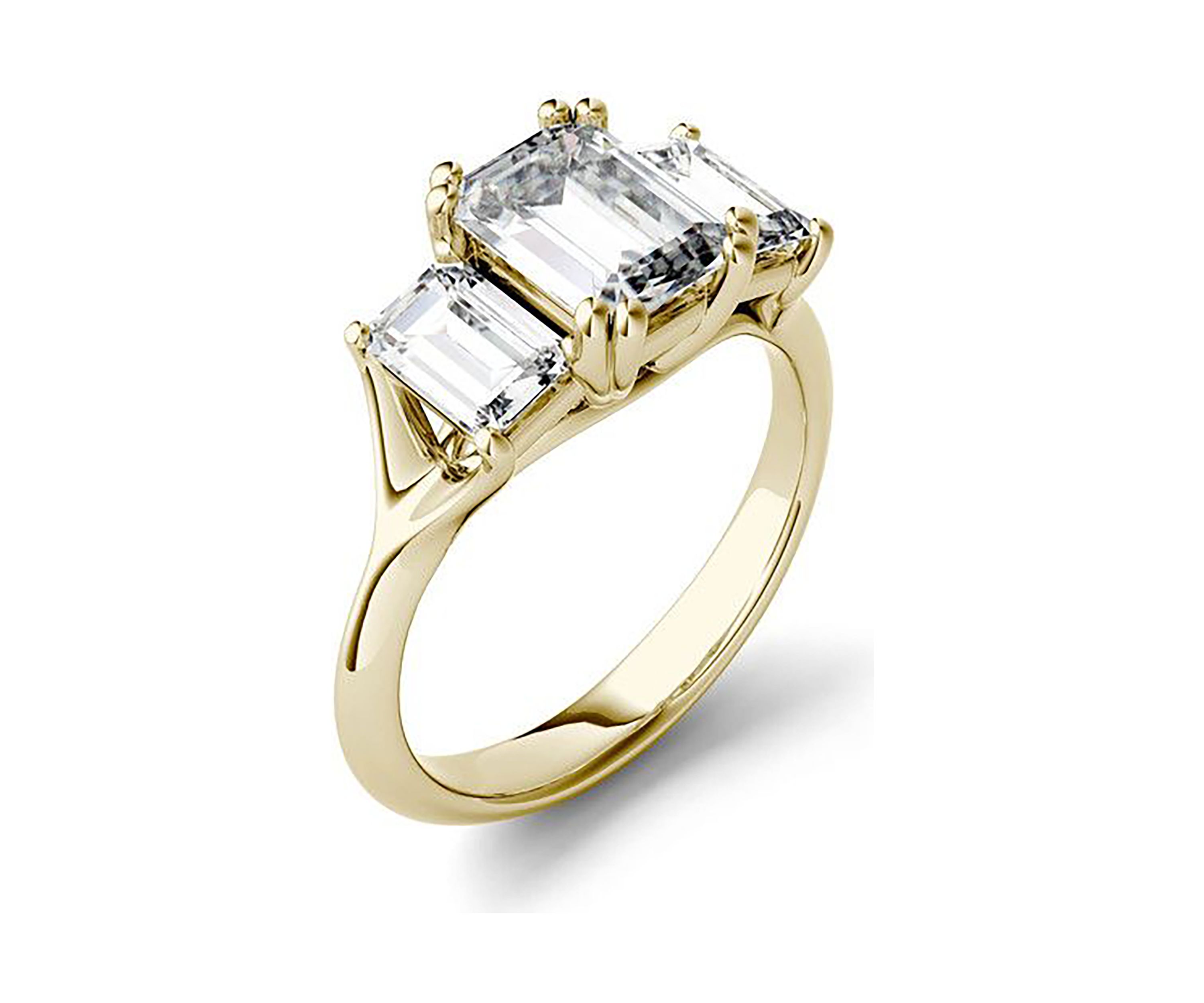 Charles & Colvard 2.91 ct. t.w. Lab Created Moissanite Emerald Three Stone Ring