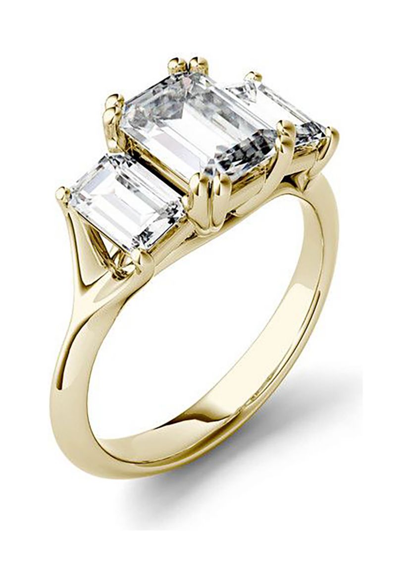 Charles & Colvard 2.91 ct. t.w. Lab Created Moissanite Emerald Three Stone Ring