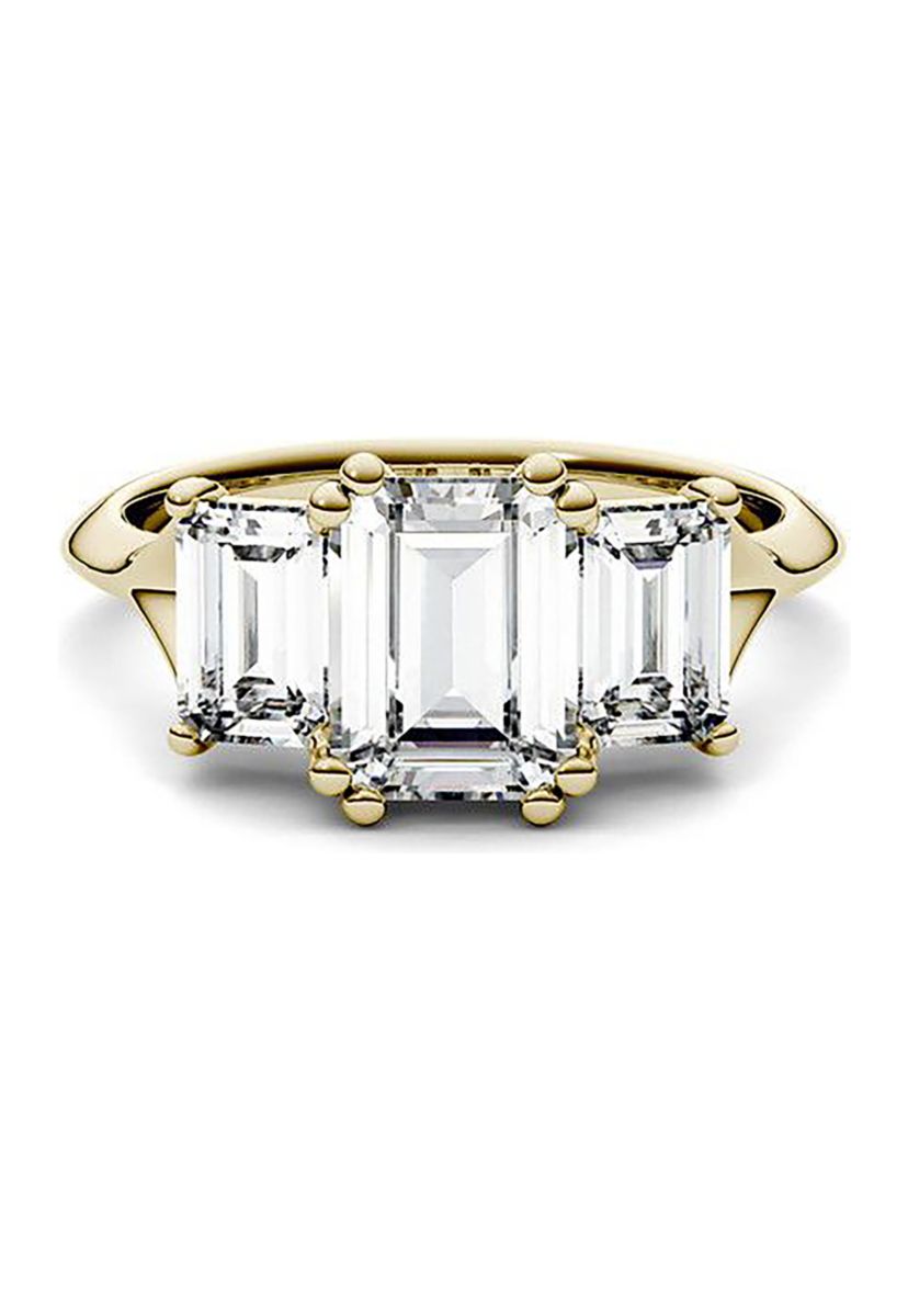Charles & Colvard 2.91 ct. t.w. Lab Created Moissanite Emerald Three Stone Ring