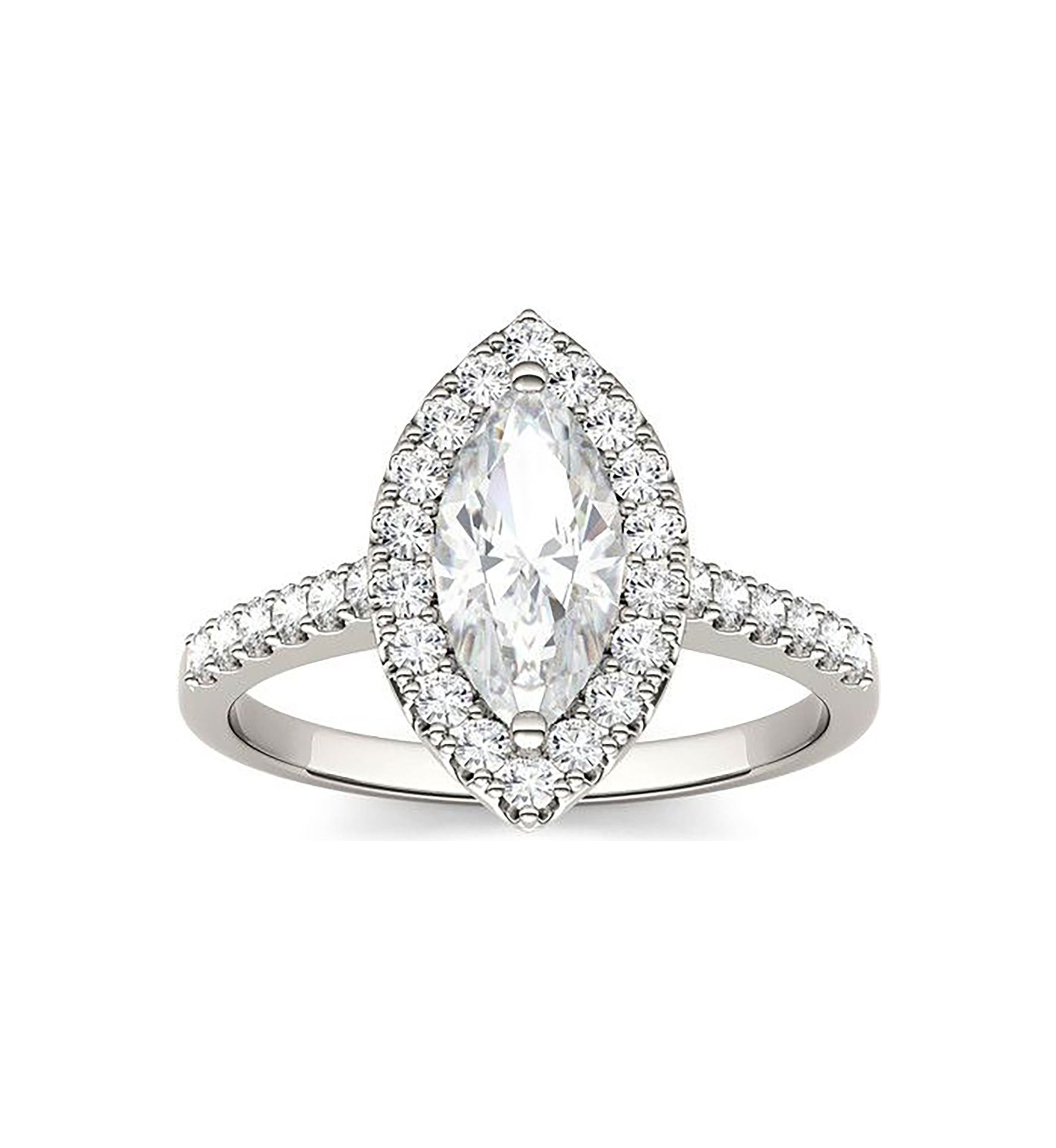 Charles & Colvard 1.45 ct. t.w. Lab Created Moissanite Marquise Halo Ring