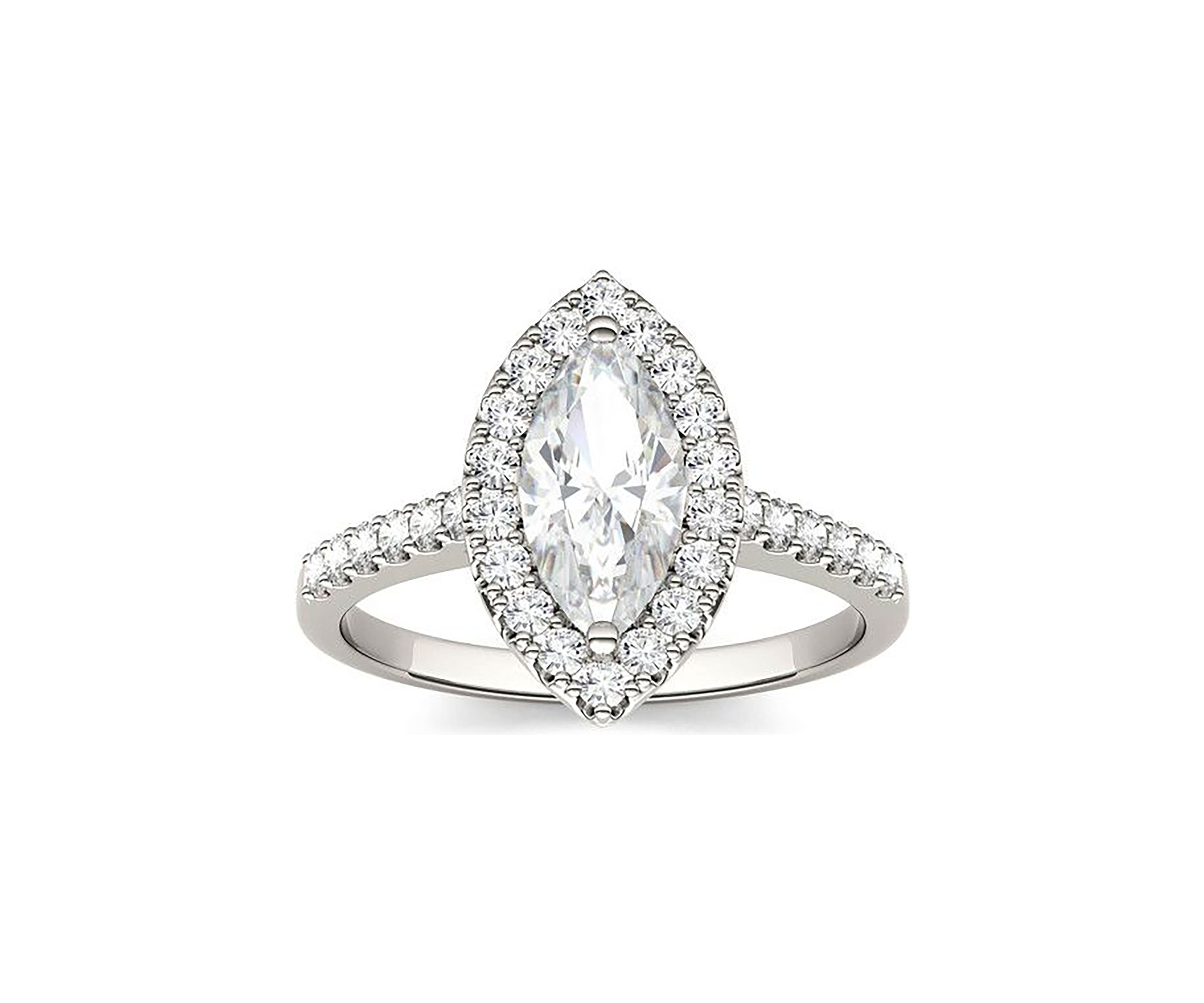 Charles & Colvard 1.45 ct. t.w. Lab Created Moissanite Marquise Halo Ring