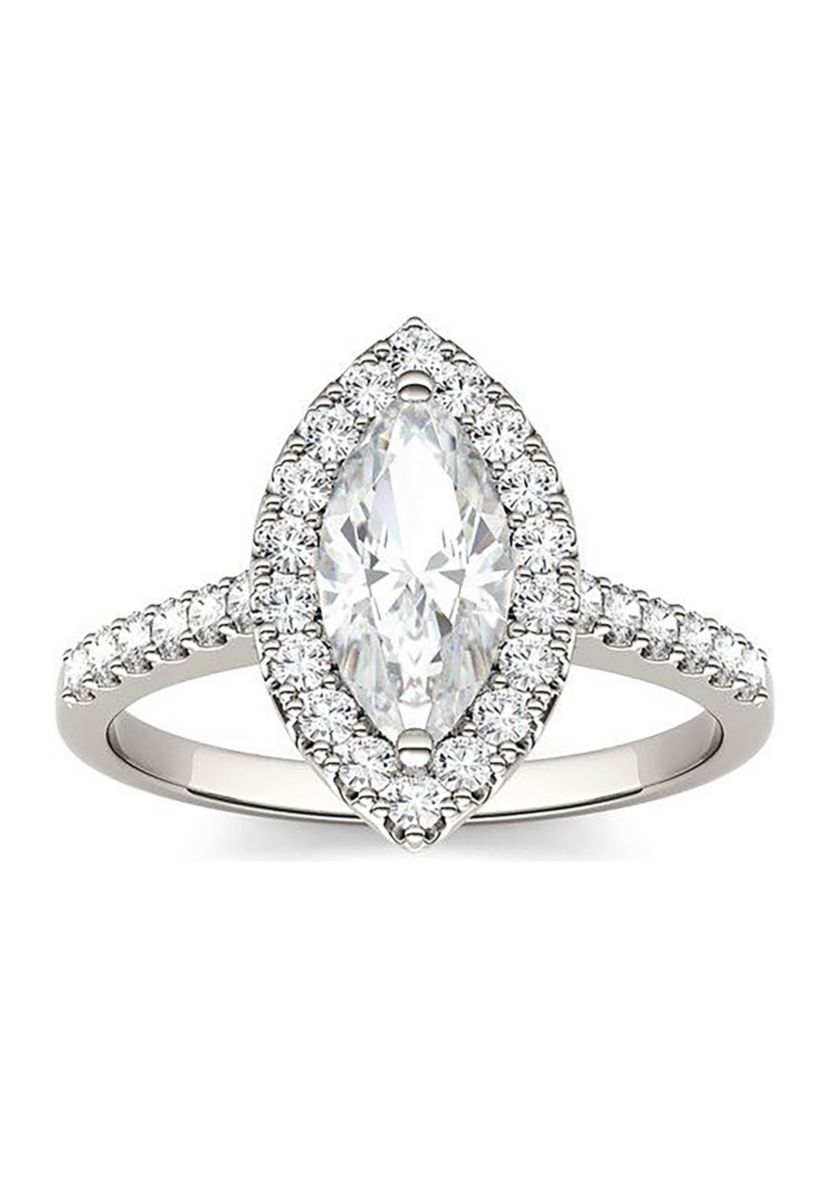 Charles & Colvard 1.45 ct. t.w. Lab Created Moissanite Marquise Halo Ring