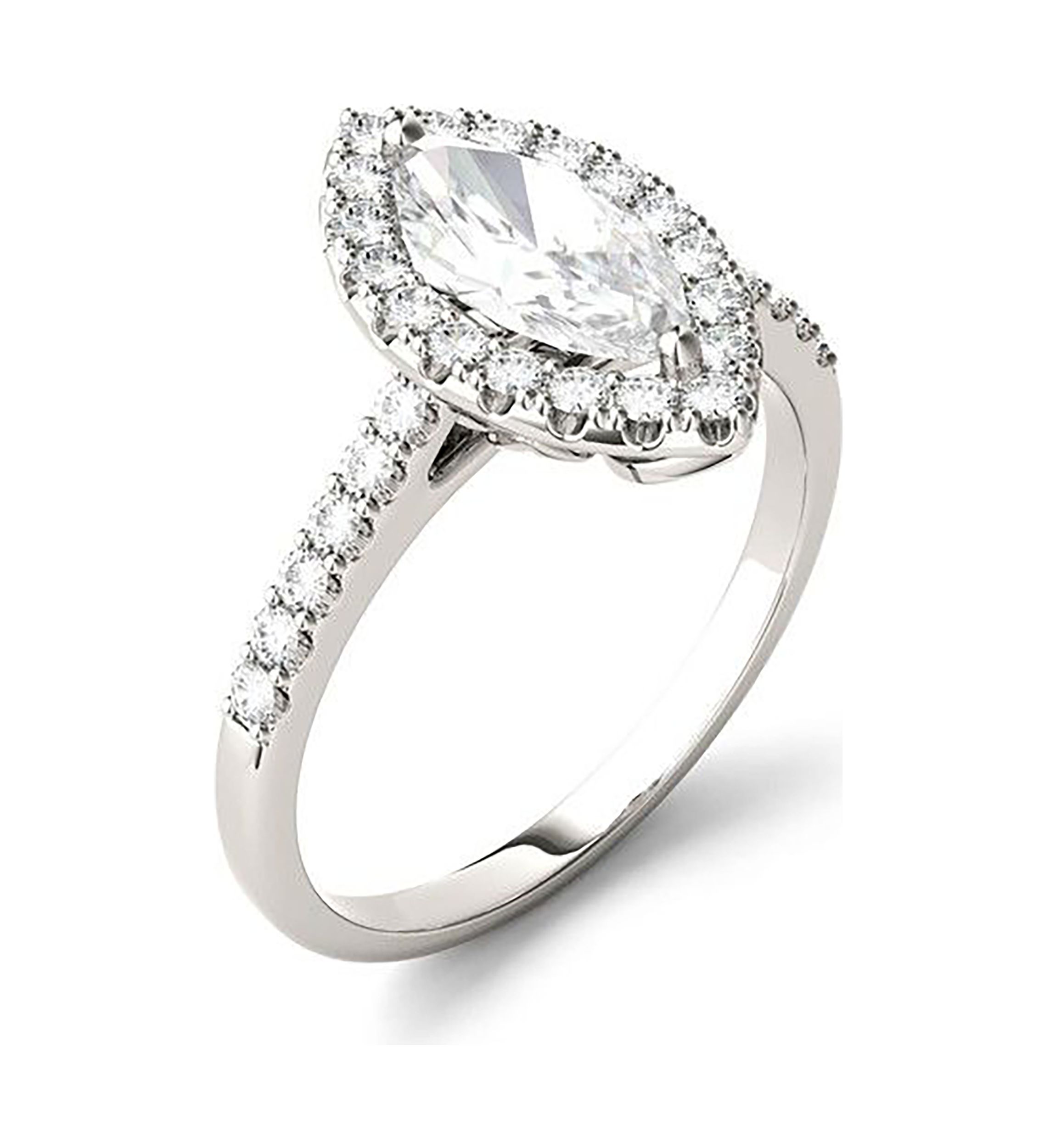 Charles & Colvard 1.45 ct. t.w. Lab Created Moissanite Marquise Halo Ring