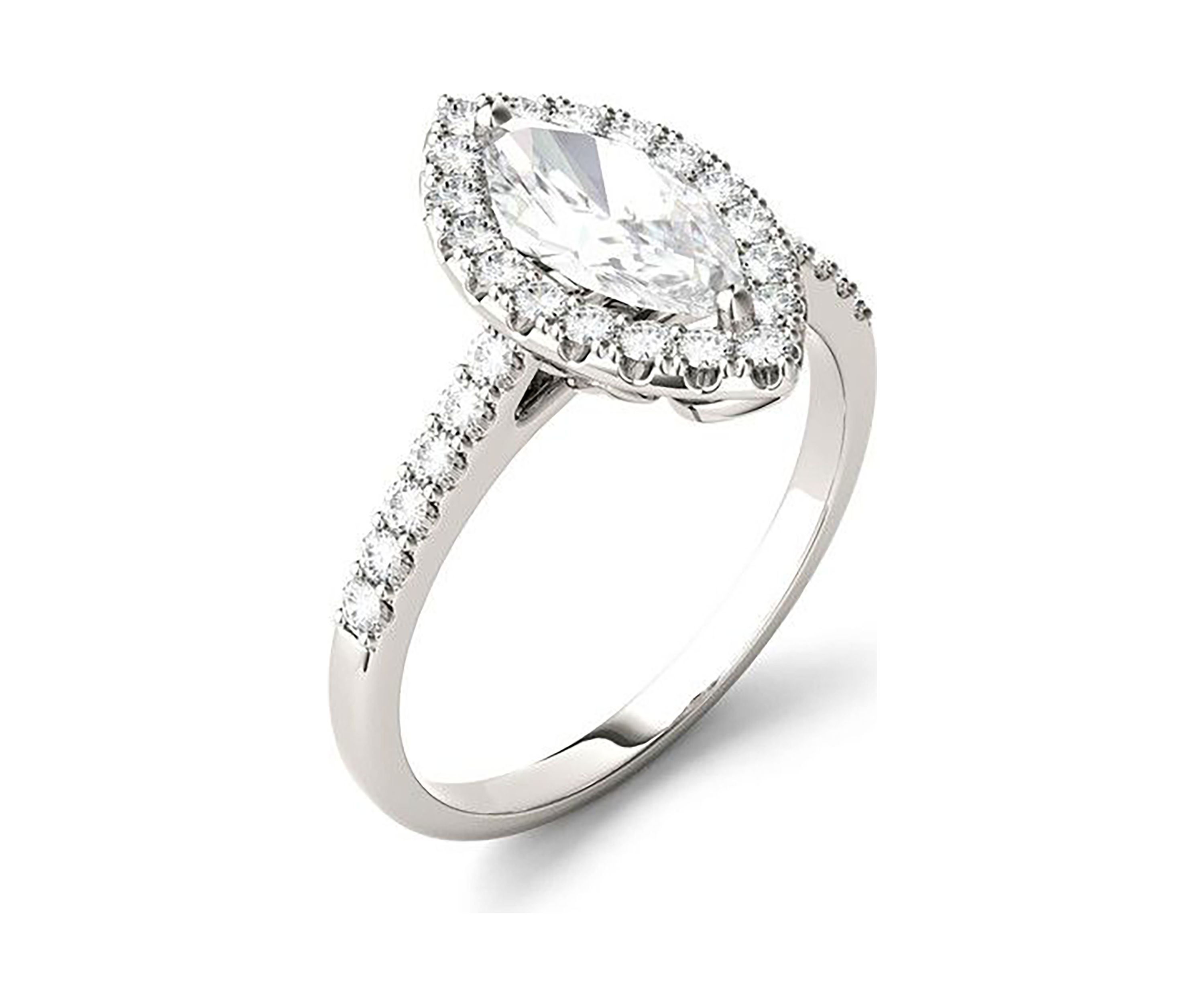 Charles & Colvard 1.45 ct. t.w. Lab Created Moissanite Marquise Halo Ring