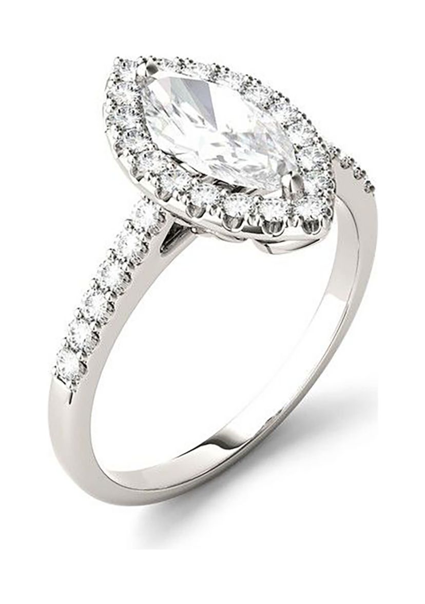 Charles & Colvard 1.45 ct. t.w. Lab Created Moissanite Marquise Halo Ring