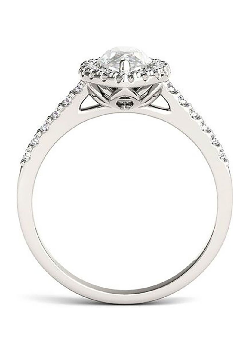 Charles & Colvard 1.45 ct. t.w. Lab Created Moissanite Marquise Halo Ring