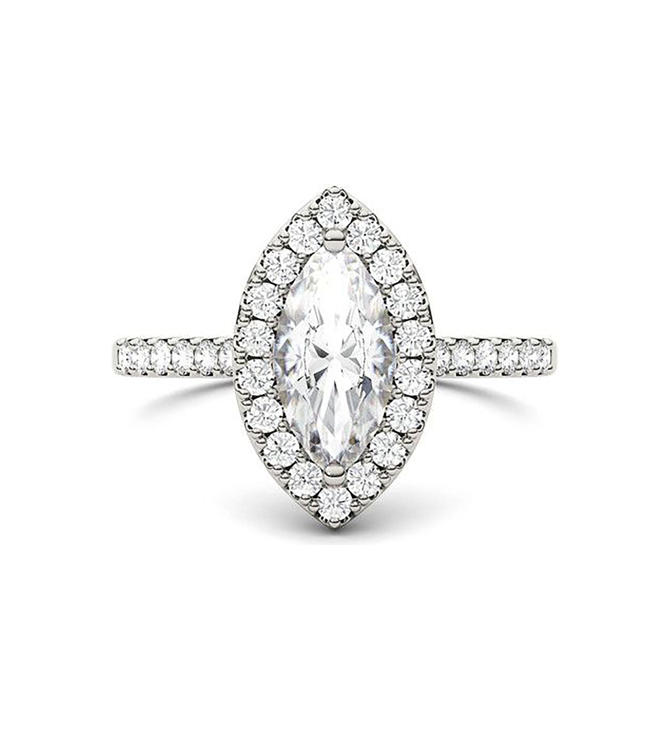 Charles & Colvard 1.45 ct. t.w. Lab Created Moissanite Marquise Halo Ring