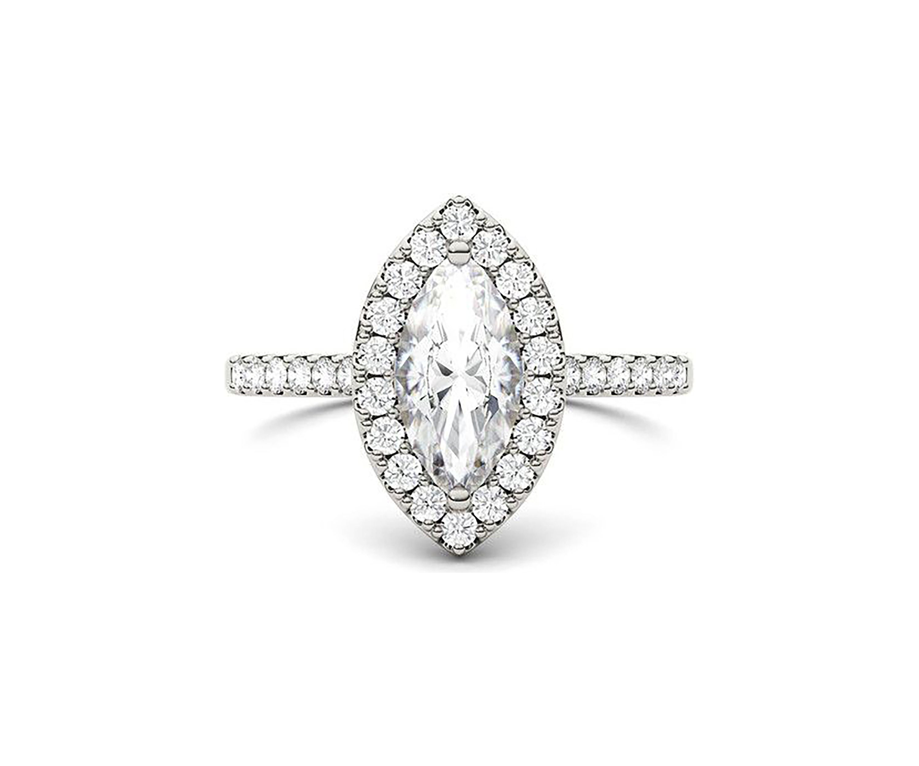 Charles & Colvard 1.45 ct. t.w. Lab Created Moissanite Marquise Halo Ring