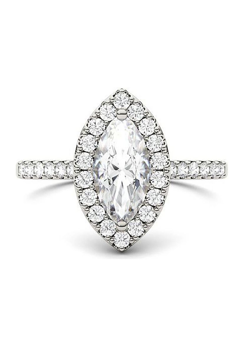 Charles & Colvard 1.45 ct. t.w. Lab Created Moissanite Marquise Halo Ring