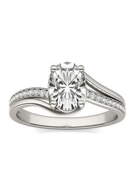 Charles & Colvard 1.60 Ct. T.w. Lab Created Oval Moissanite Bypass Engagement Ring In 14K Gold