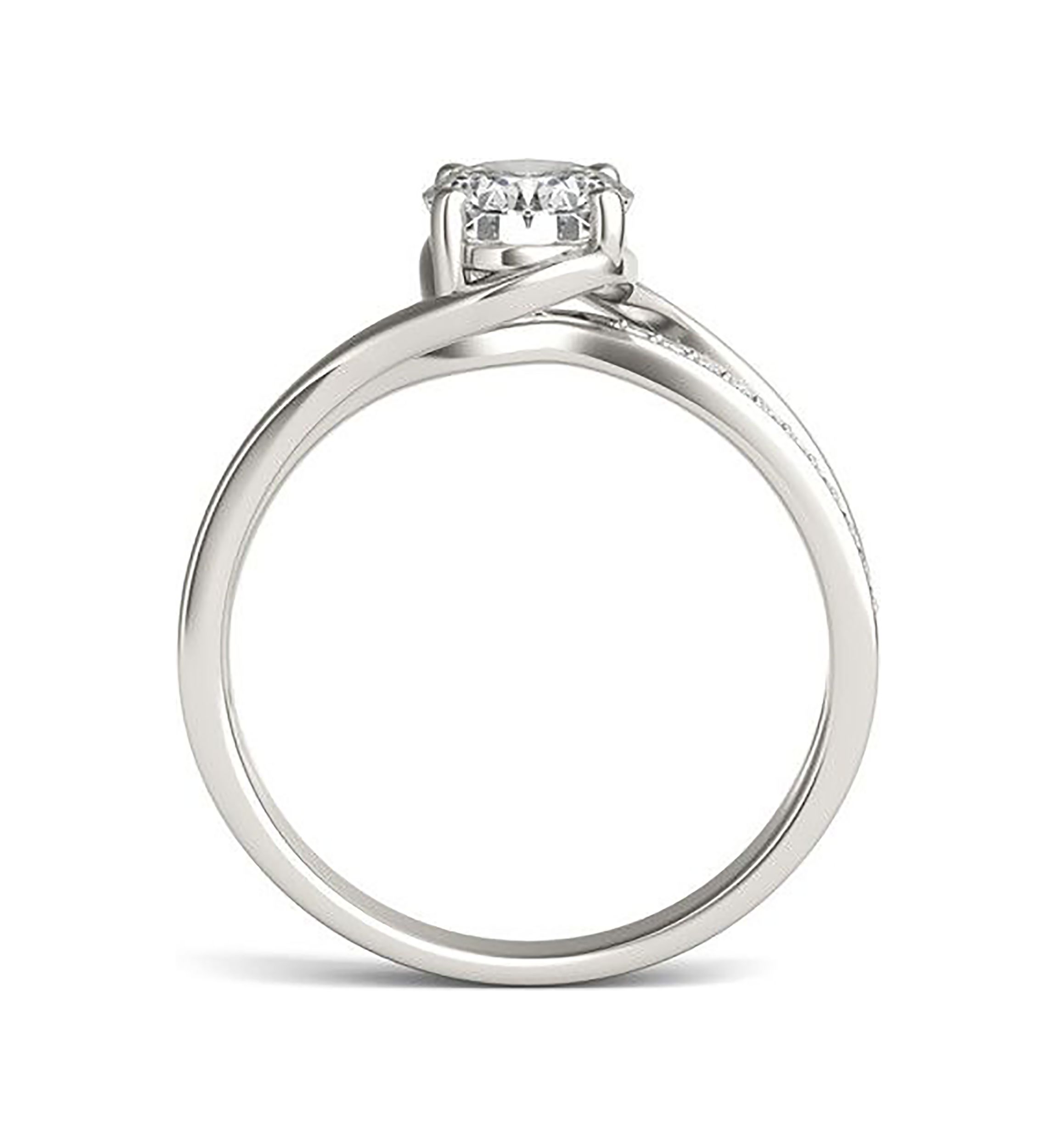 Charles & Colvard 1.60 ct. t.w. Lab Created Oval Moissanite Bypass Engagement Ring in 14k Gold
