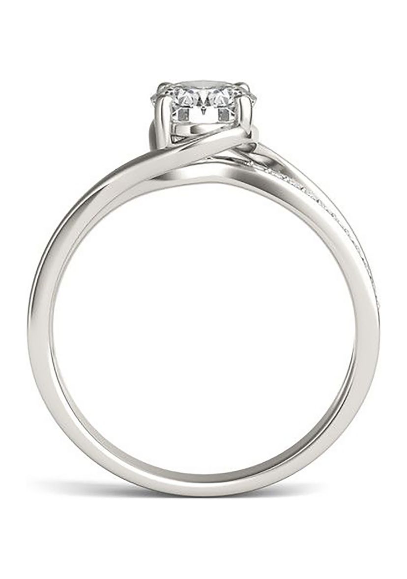 Charles & Colvard 1.60 ct. t.w. Lab Created Oval Moissanite Bypass Engagement Ring in 14k Gold