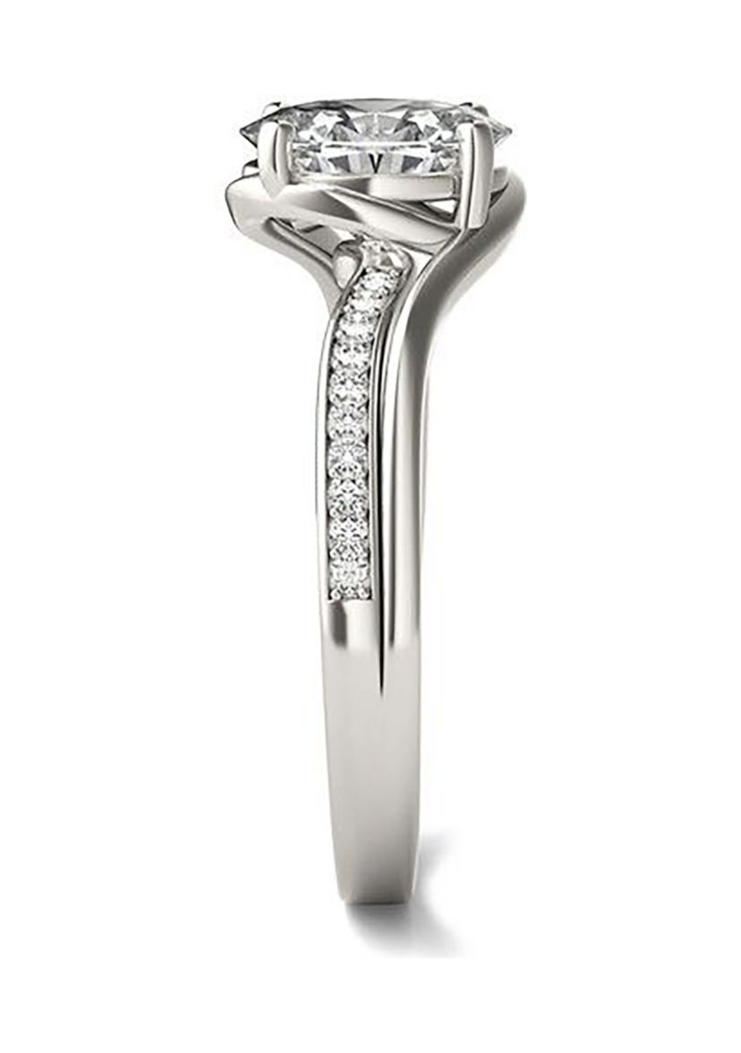 Charles & Colvard 1.60 ct. t.w. Lab Created Oval Moissanite Bypass Engagement Ring in 14k Gold
