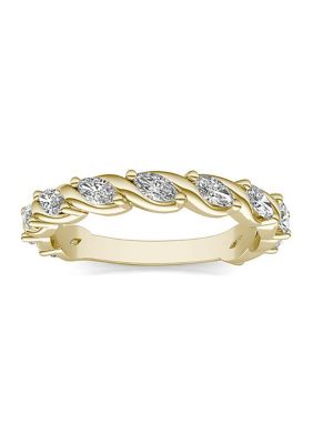 Charles & Colvard 0.77 Ct. T.w. Lab Created Marquise Moissanite Swirled Band In 14K Gold, Yellow, 6 -  0194172267498