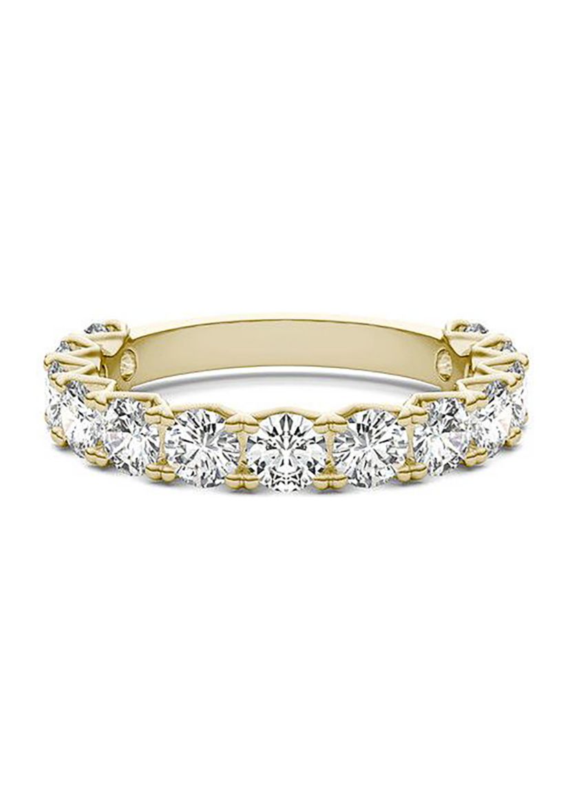 Charles & Colvard 2.08 ct. t.w. Lab Created 3.5mm Moissanite Semi-Eternity Band in 14k Gold