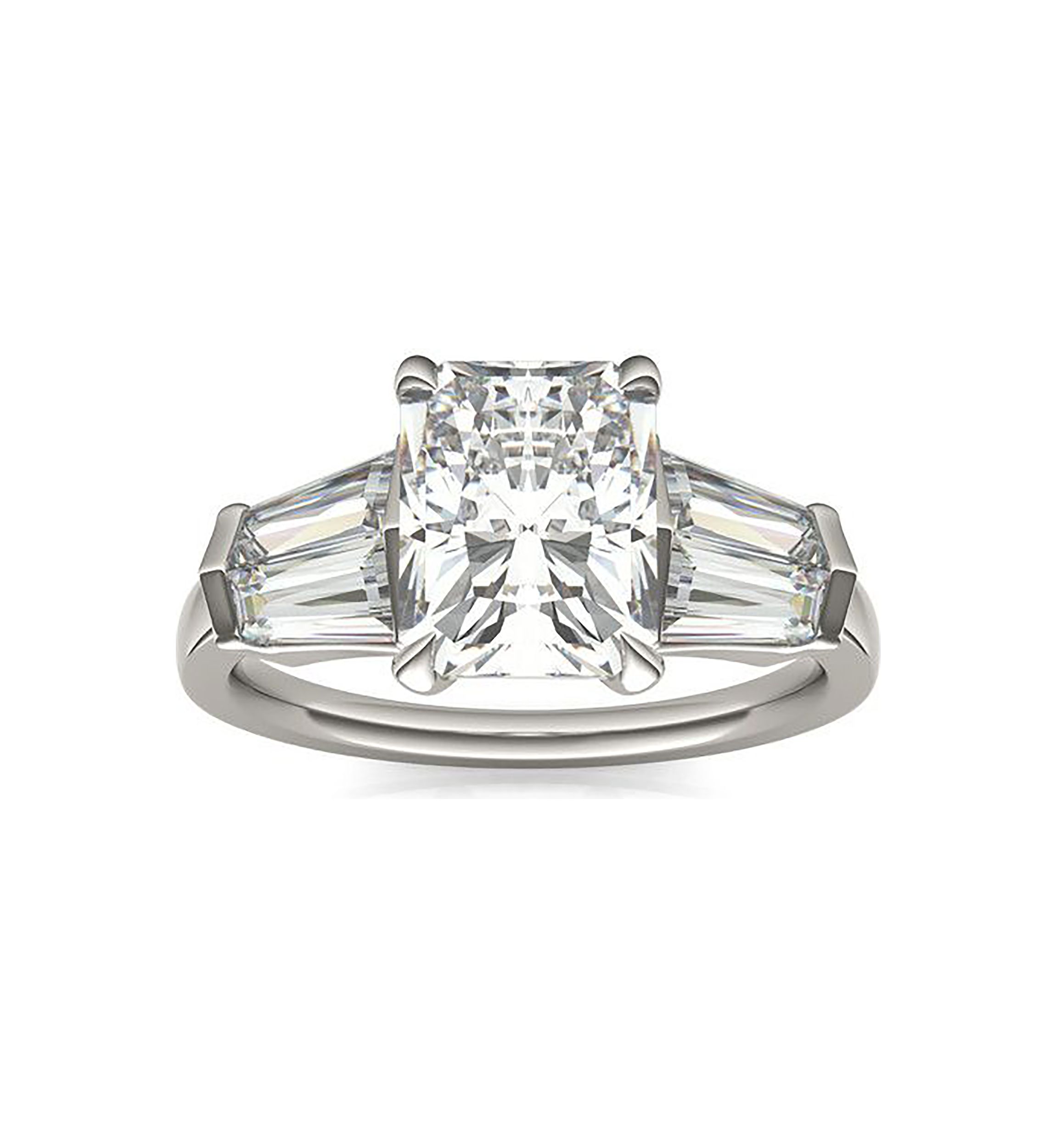 Charles & Colvard 3.86 ct. t.w. Lab Created Radiant Cut Moissanite Five Stone Engagement Ring in 14k Gold