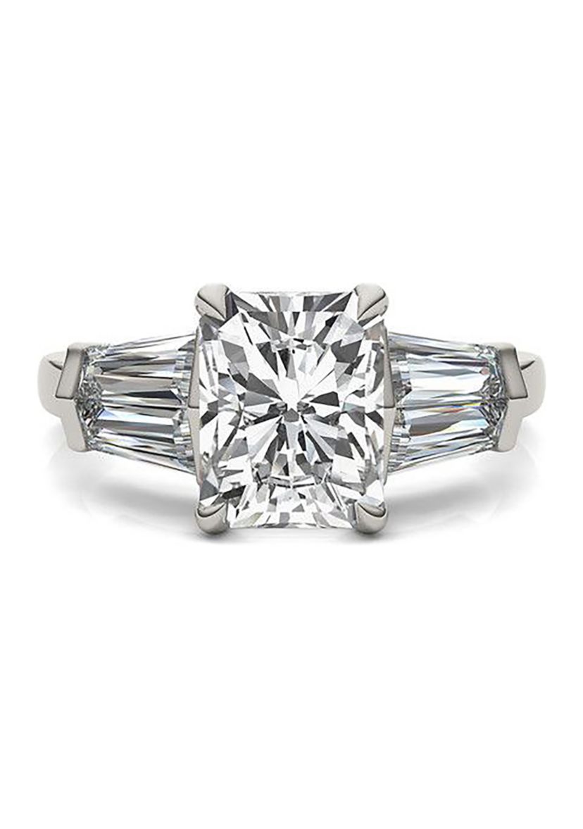 Charles & Colvard 3.86 ct. t.w. Lab Created Radiant Cut Moissanite Five Stone Engagement Ring in 14k Gold