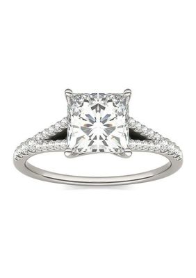 Charles & Colvard 1.71 Ct. T.w. Lab Created Princess Cut Moissanite Engagement Ring In 14K Gold