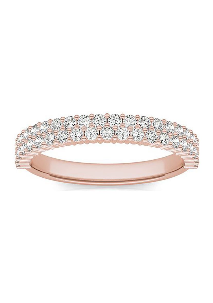 Charles & Colvard 0.62 ct. t.w. Lab Created Two-Row Moissanite Band in 14k Gold