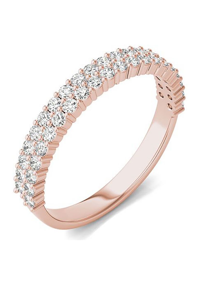 Charles & Colvard 0.62 ct. t.w. Lab Created Two-Row Moissanite Band in 14k Gold