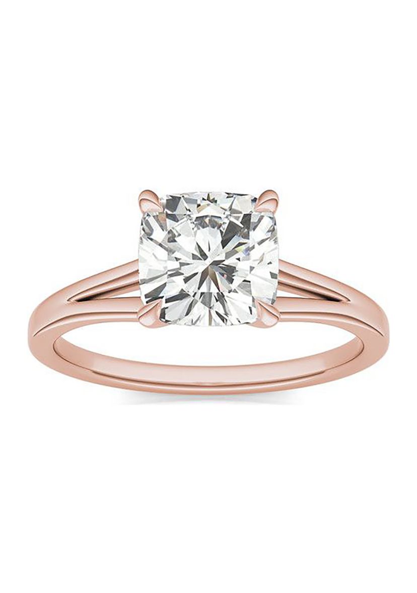 Charles & Colvard 2.06 ct. t.w. Lab Created Cushion Cut Moissanite Solitaire Ring in 14k Gold