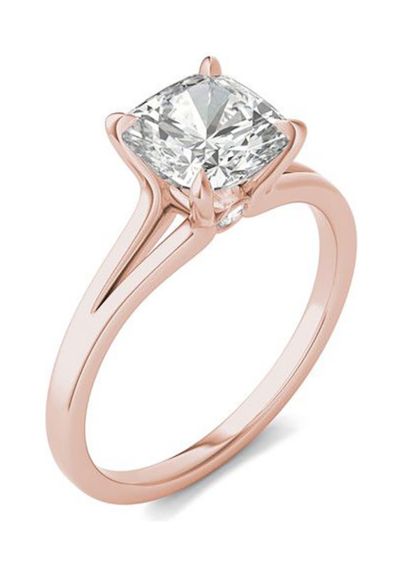 Charles & Colvard 2.06 ct. t.w. Lab Created Cushion Cut Moissanite Solitaire Ring in 14k Gold