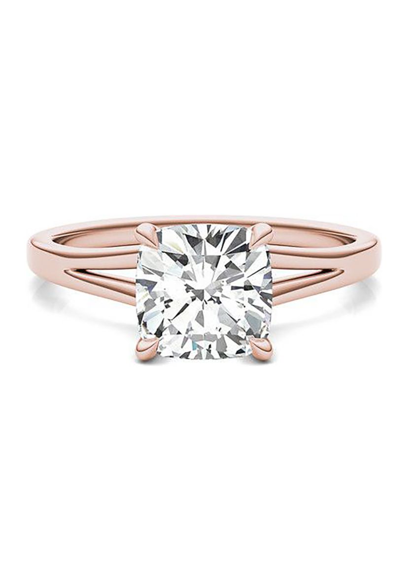 Charles & Colvard 2.06 ct. t.w. Lab Created Cushion Cut Moissanite Solitaire Ring in 14k Gold