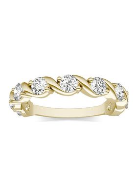 Charles & Colvard 0.90 Ct. T.w. Lab Created Moissanite Swirled Band In 14K Gold