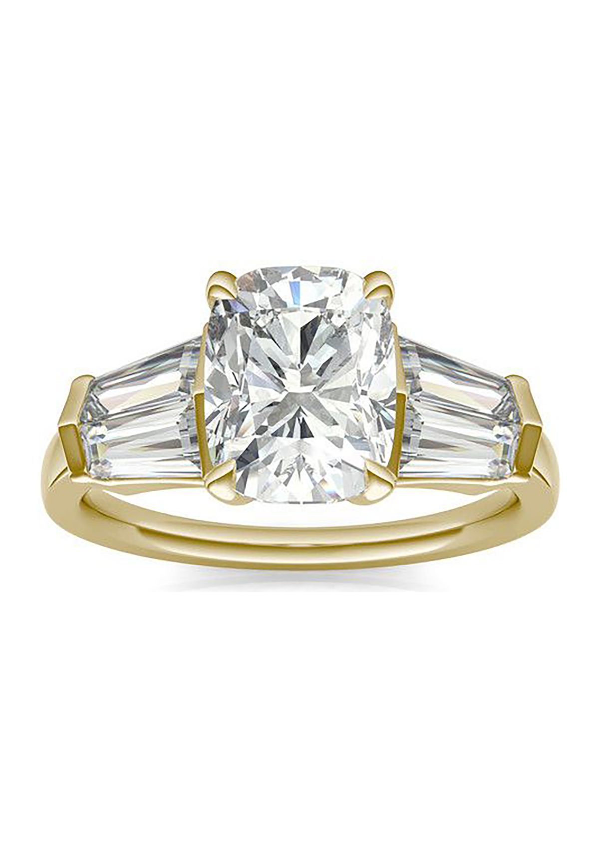 Charles & Colvard 3.46 ct. t.w. Lab Created Elongated Cushion Moissanite Five Stone Engagement Ring in 14k Gold
