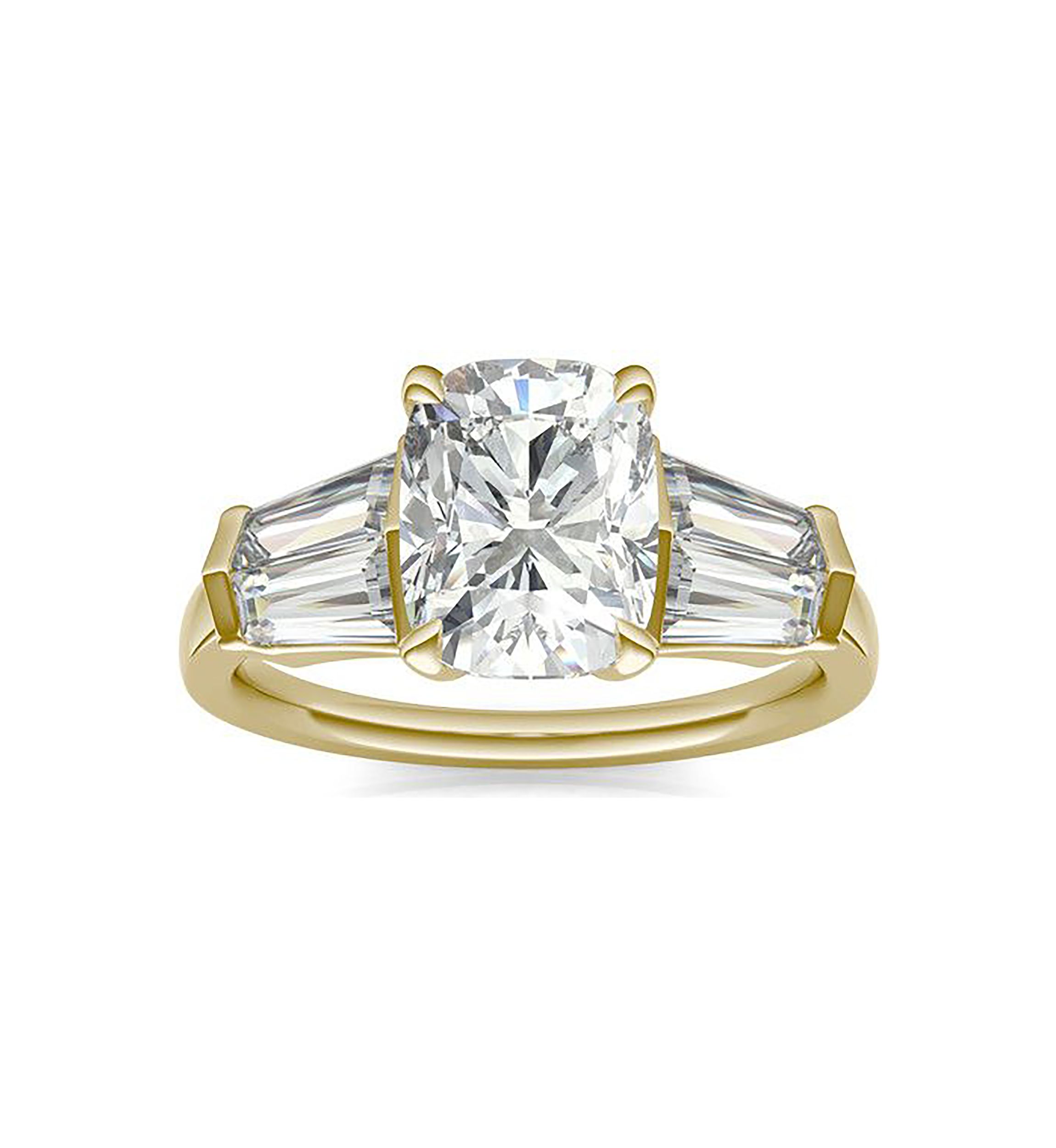 Charles & Colvard 3.46 ct. t.w. Lab Created Elongated Cushion Moissanite Five Stone Engagement Ring in 14k Gold