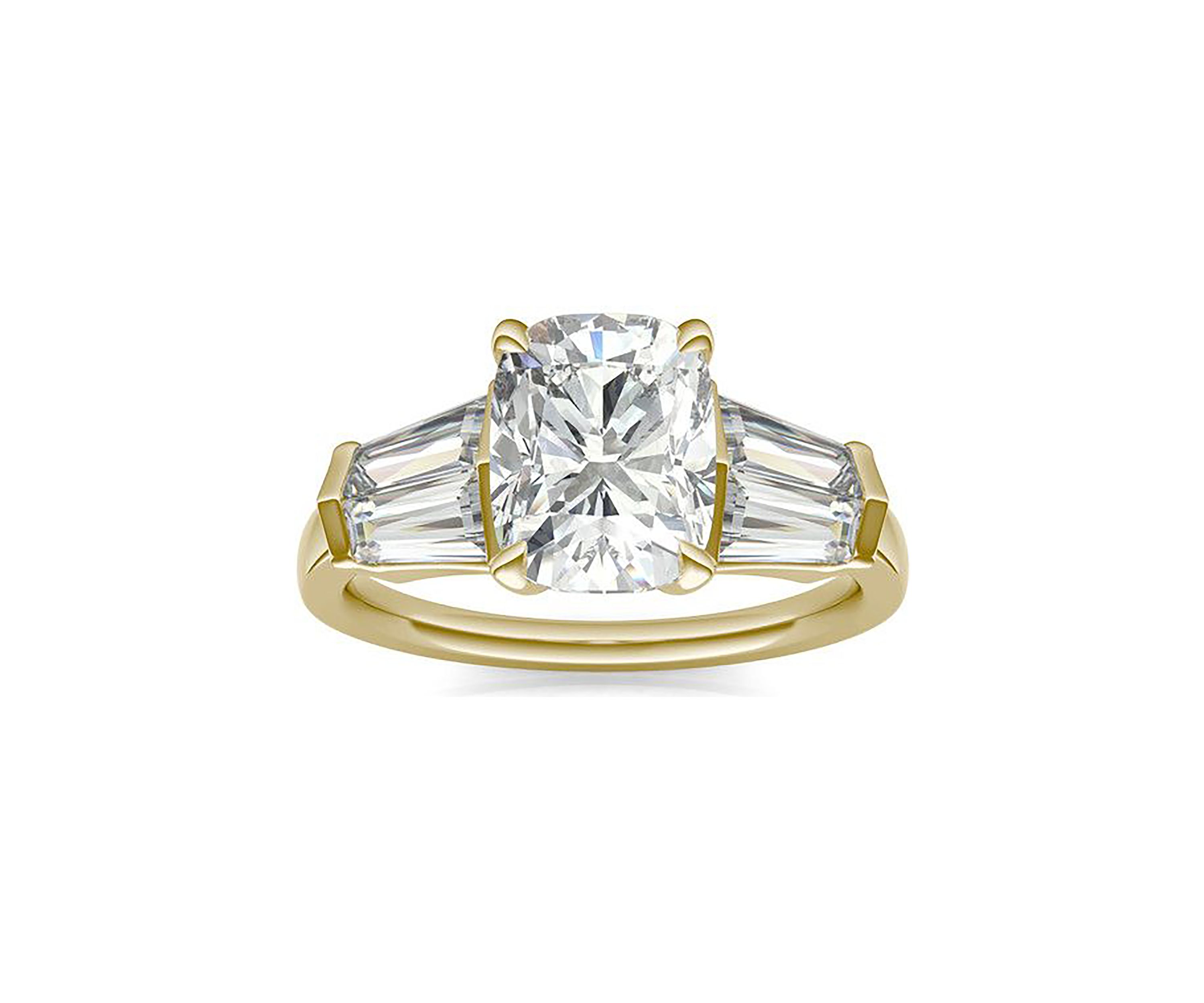 Charles & Colvard 3.46 ct. t.w. Lab Created Elongated Cushion Moissanite Five Stone Engagement Ring in 14k Gold